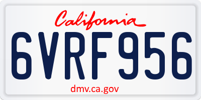 CA license plate 6VRF956