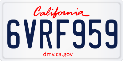 CA license plate 6VRF959