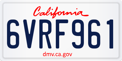 CA license plate 6VRF961