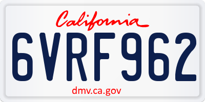 CA license plate 6VRF962