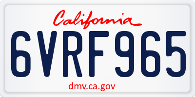 CA license plate 6VRF965