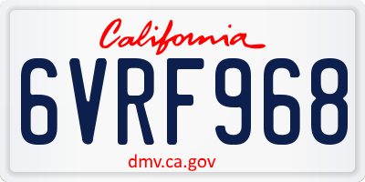 CA license plate 6VRF968