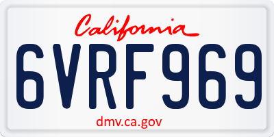 CA license plate 6VRF969
