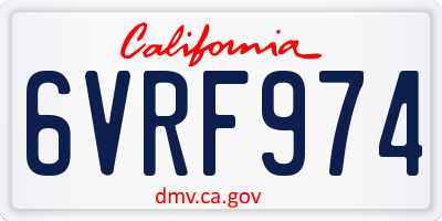 CA license plate 6VRF974