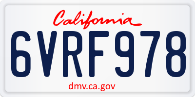 CA license plate 6VRF978
