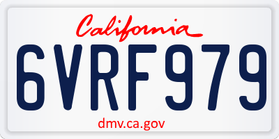 CA license plate 6VRF979