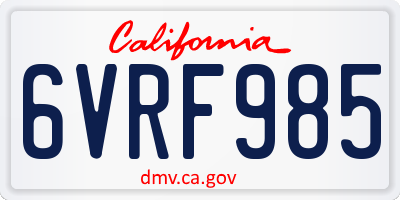 CA license plate 6VRF985