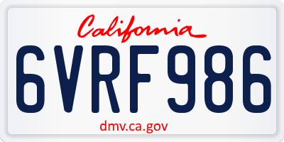 CA license plate 6VRF986