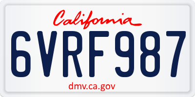 CA license plate 6VRF987