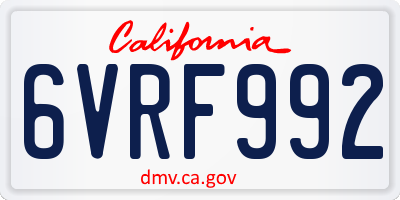 CA license plate 6VRF992
