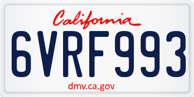 CA license plate 6VRF993