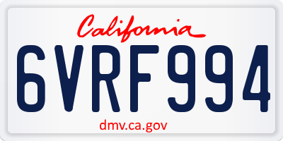 CA license plate 6VRF994