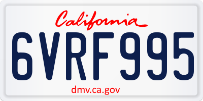 CA license plate 6VRF995