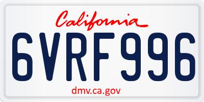 CA license plate 6VRF996