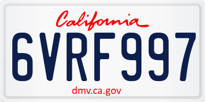 CA license plate 6VRF997