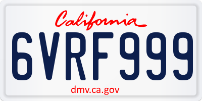 CA license plate 6VRF999