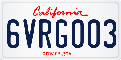 CA license plate 6VRG003