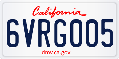CA license plate 6VRG005