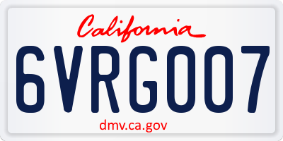 CA license plate 6VRG007