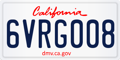CA license plate 6VRG008