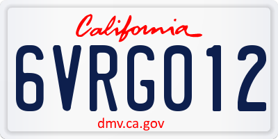 CA license plate 6VRG012