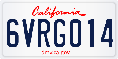CA license plate 6VRG014