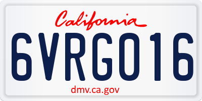 CA license plate 6VRG016
