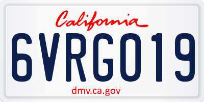 CA license plate 6VRG019