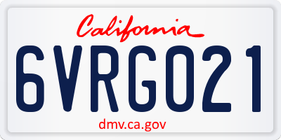 CA license plate 6VRG021