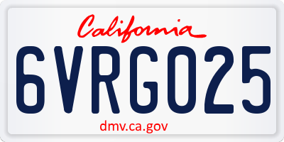 CA license plate 6VRG025
