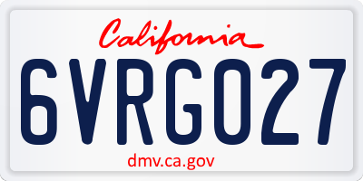 CA license plate 6VRG027