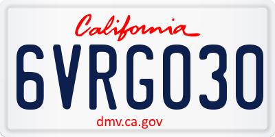 CA license plate 6VRG030