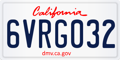 CA license plate 6VRG032