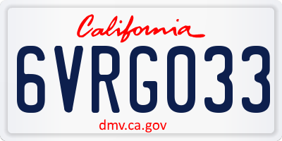 CA license plate 6VRG033