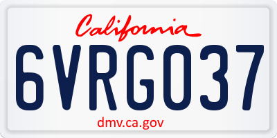 CA license plate 6VRG037