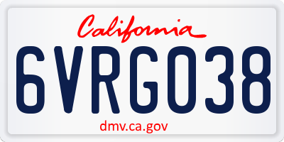 CA license plate 6VRG038