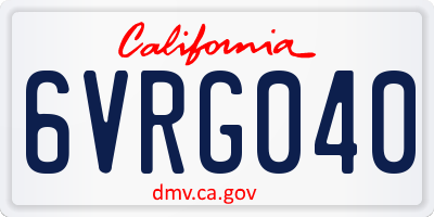 CA license plate 6VRG040
