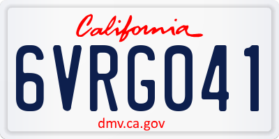 CA license plate 6VRG041