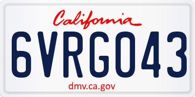 CA license plate 6VRG043