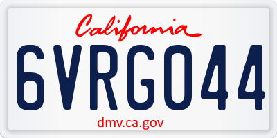 CA license plate 6VRG044