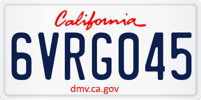 CA license plate 6VRG045