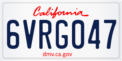 CA license plate 6VRG047