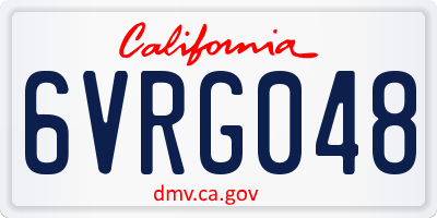 CA license plate 6VRG048