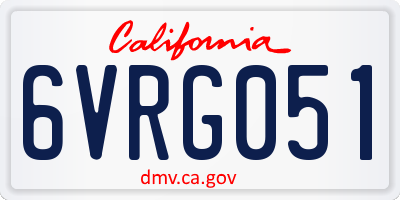 CA license plate 6VRG051