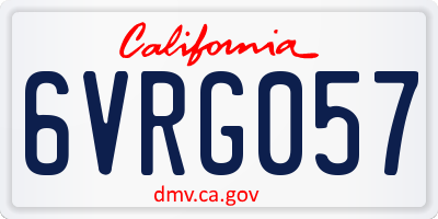 CA license plate 6VRG057