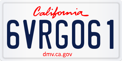 CA license plate 6VRG061