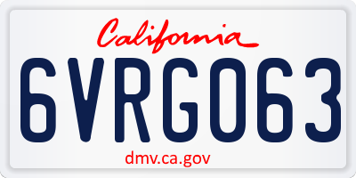 CA license plate 6VRG063
