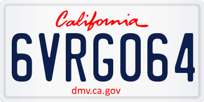 CA license plate 6VRG064