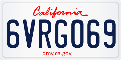 CA license plate 6VRG069