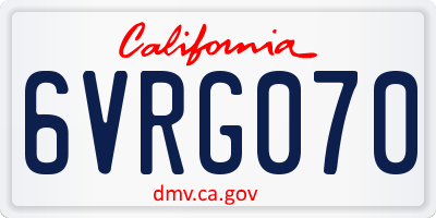 CA license plate 6VRG070
